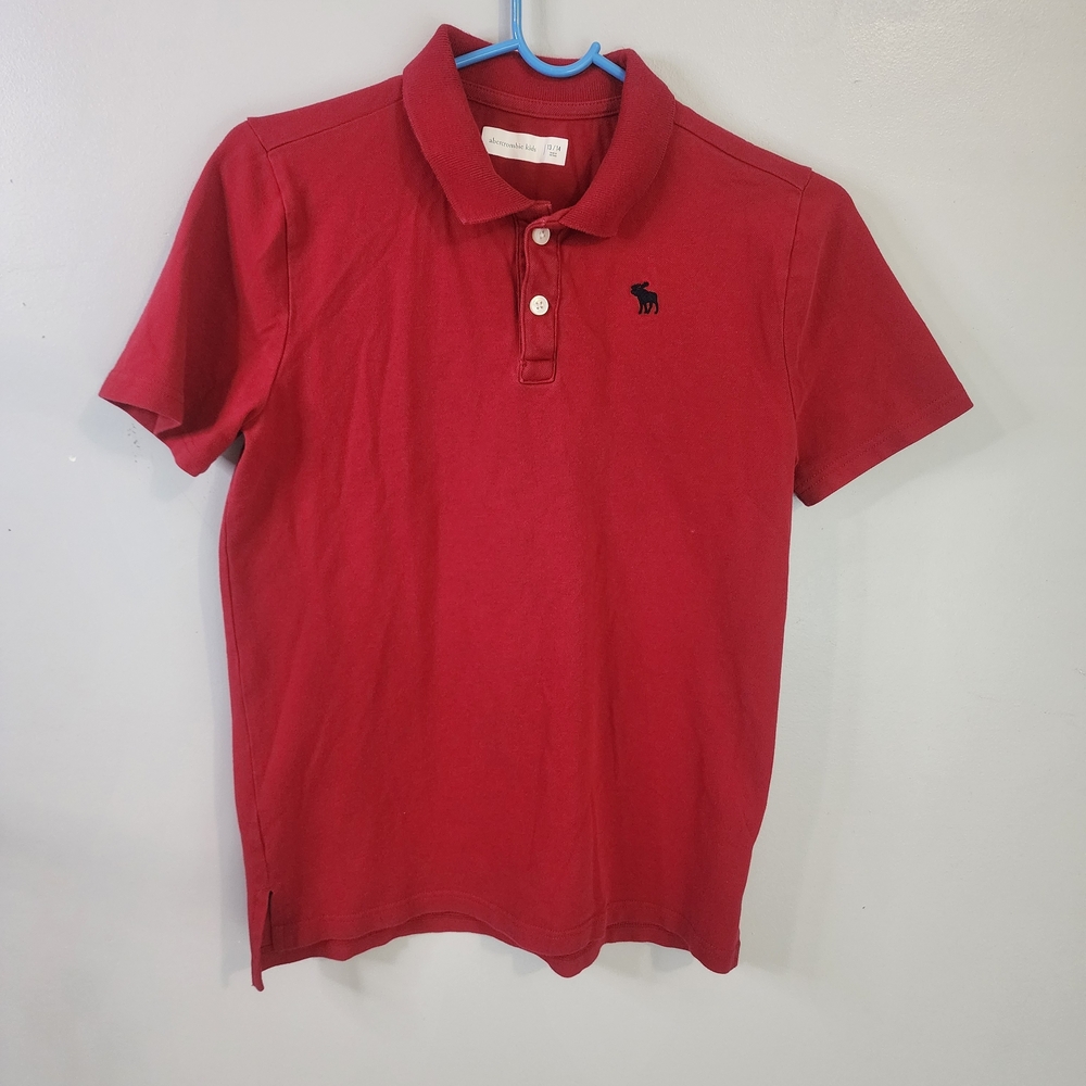abercrombie kids Red Polo Shirt with Navy Embroidered Logo